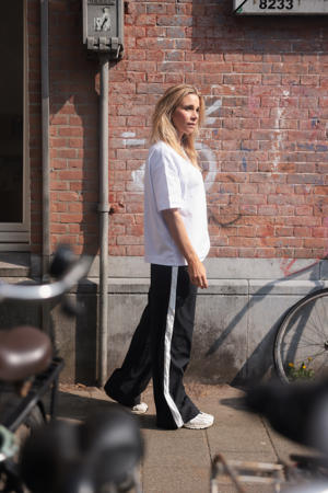 wide leg high waist broek zwart