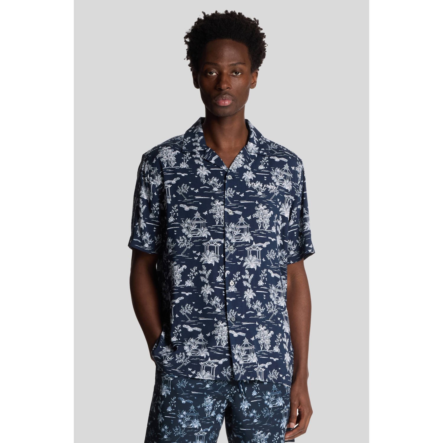 Lyle & Scott casual overhemd donkerblauw