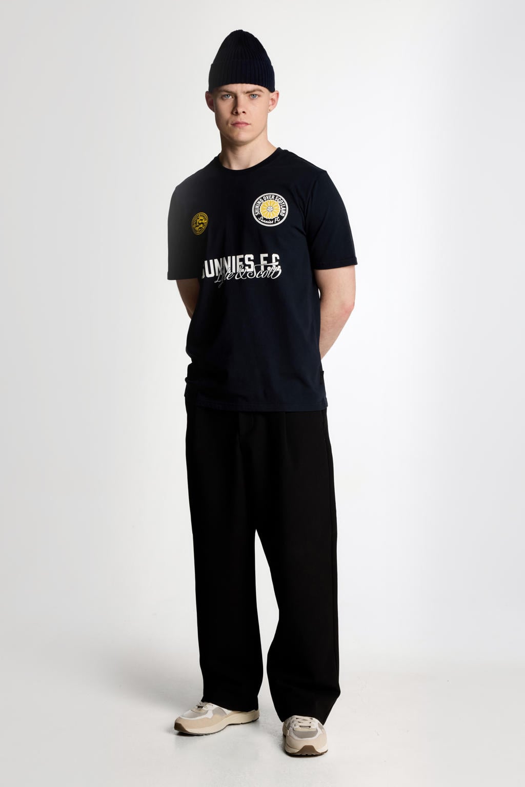 Donkerblauwe heren Lyle & Scott T-shirt van katoen met printopdruk, korte mouwen en ronde hals