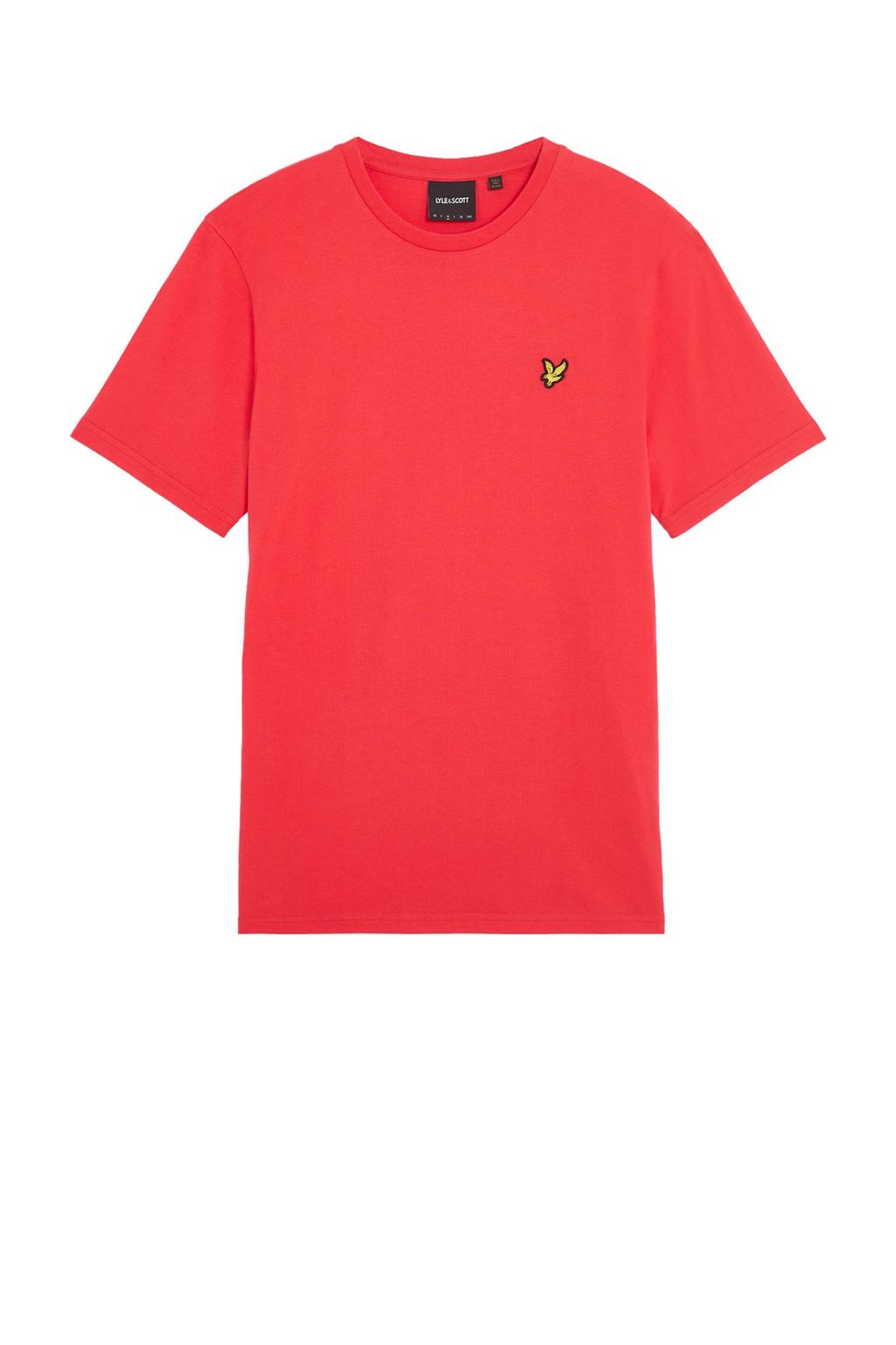 Rode heren Lyle & Scott T-shirt van katoen met effen, korte mouwen en ronde hals