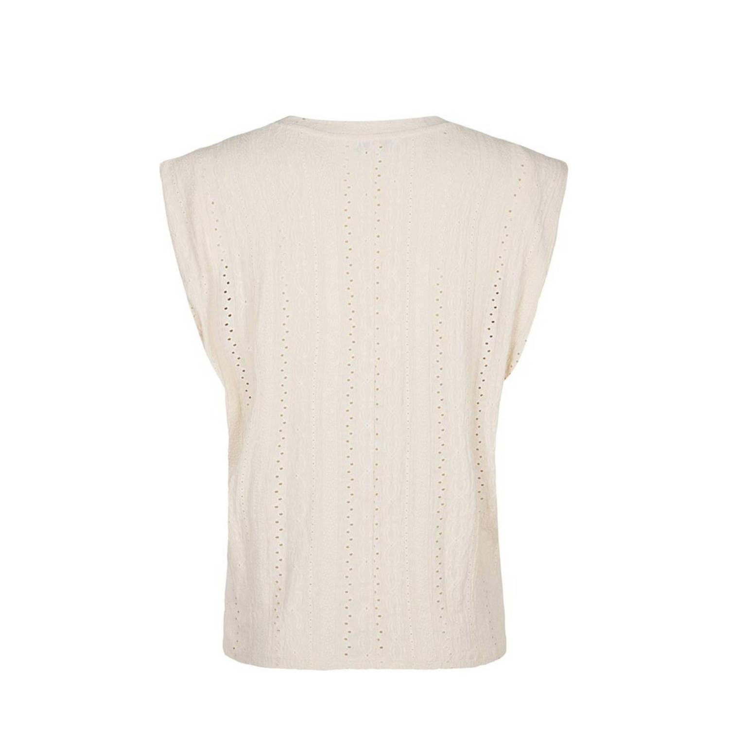 Miss Etam top ecru broderie