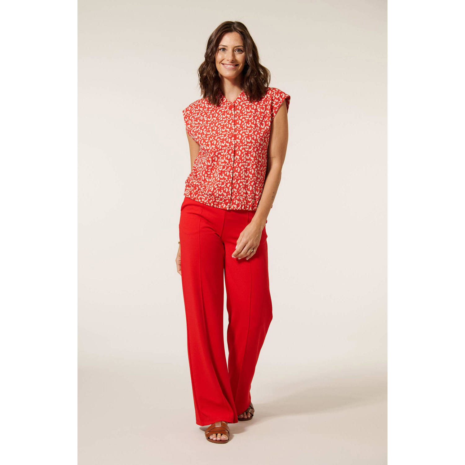 Miss Etam wide leg regular waist pantalon rood