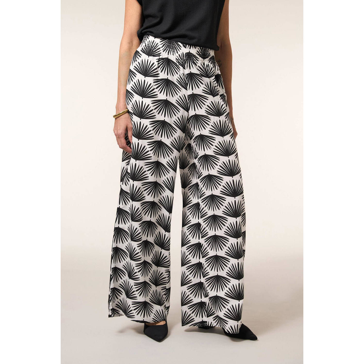 Miss Etam wide leg high waist broek wit