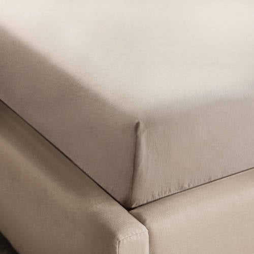 NOUS Living flanellen hoeslaken beige afbeelding