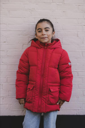 gewatteerde jas rood