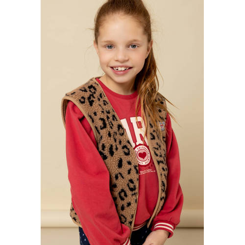 LOOXS little teddy gilet met panterprint bruin afbeelding