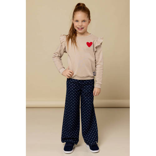 LOOXS little wide leg jeans met hartjes dark blue denim afbeelding