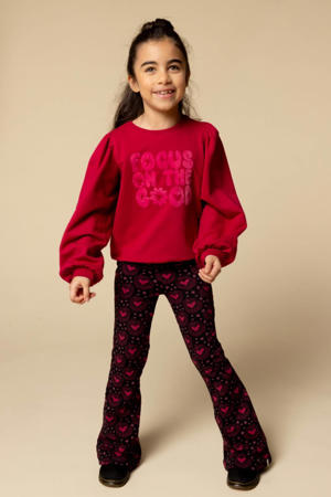 flared flared broek met hartjes zwart