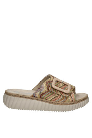 raffia slippers beige