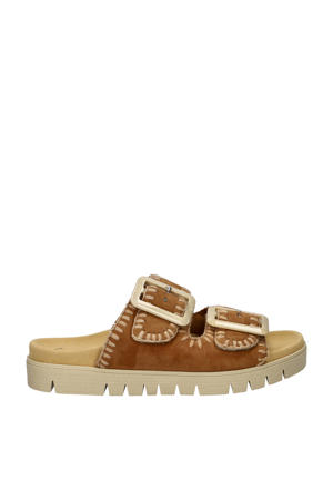 suède slippers cognac
