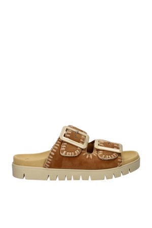 suède slippers cognac