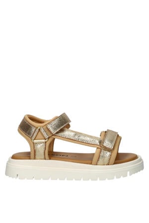 leren sandalen goud