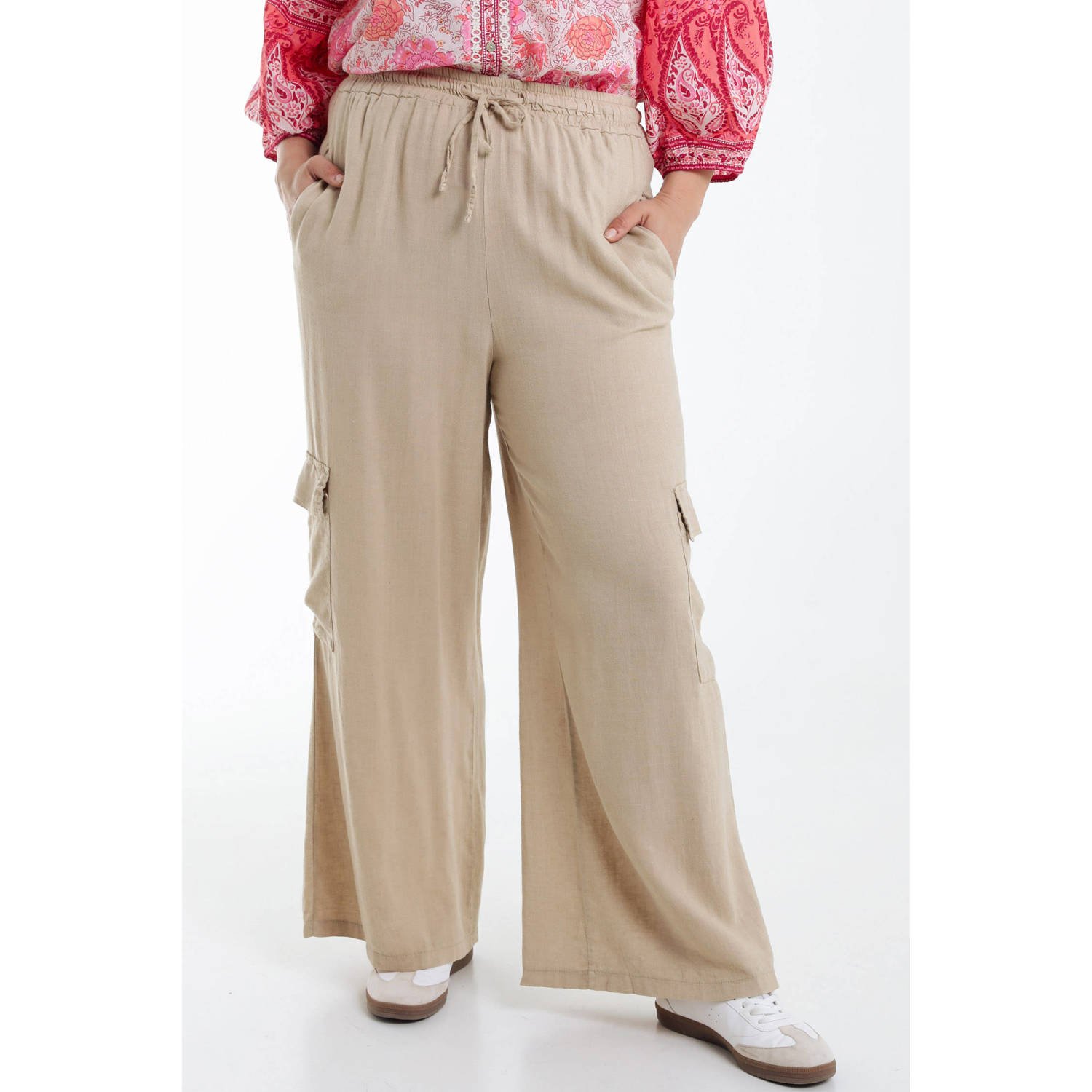 Paprika linnen wide leg regular waist casual broek beige