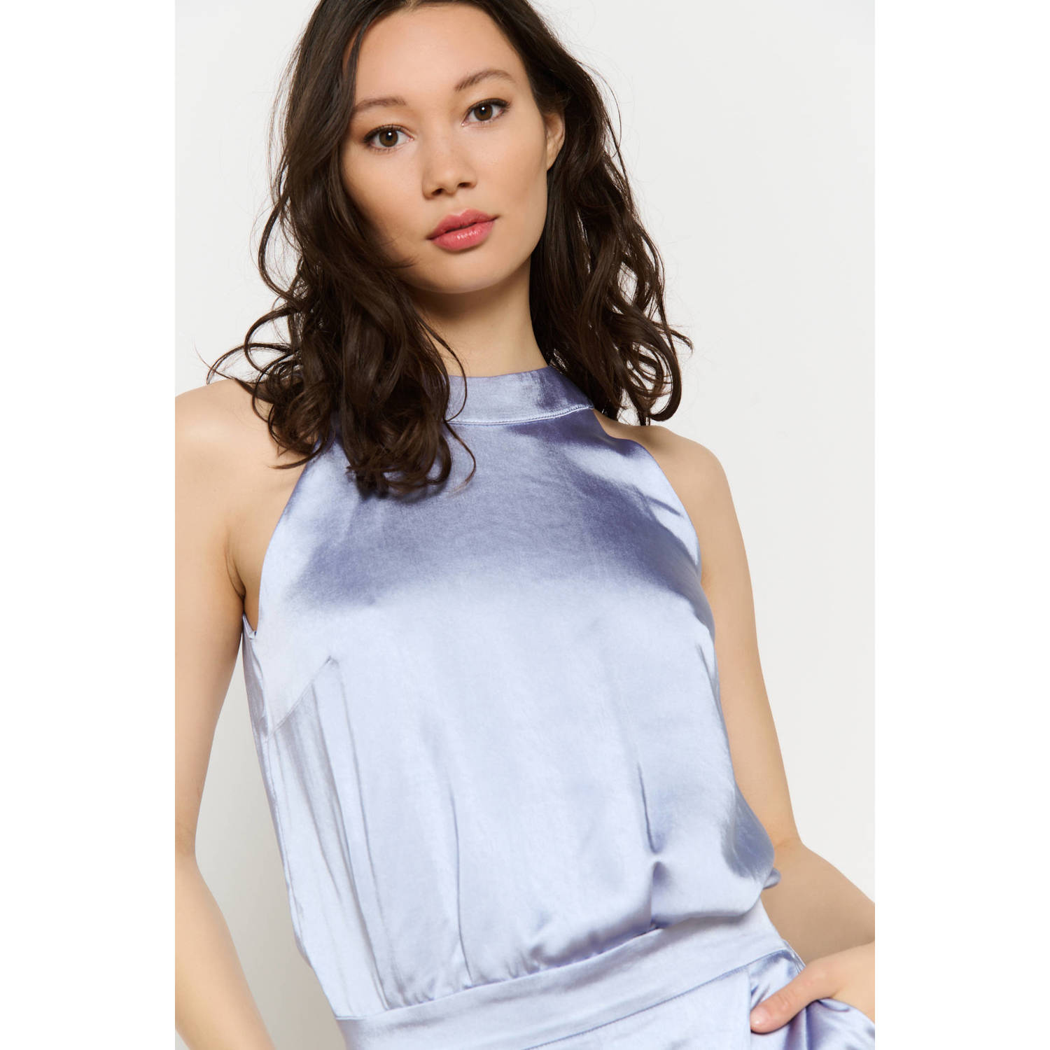 LOLALIZA Romy Monteiro x Wehkamp wide leg jumpsuit lichtblauw