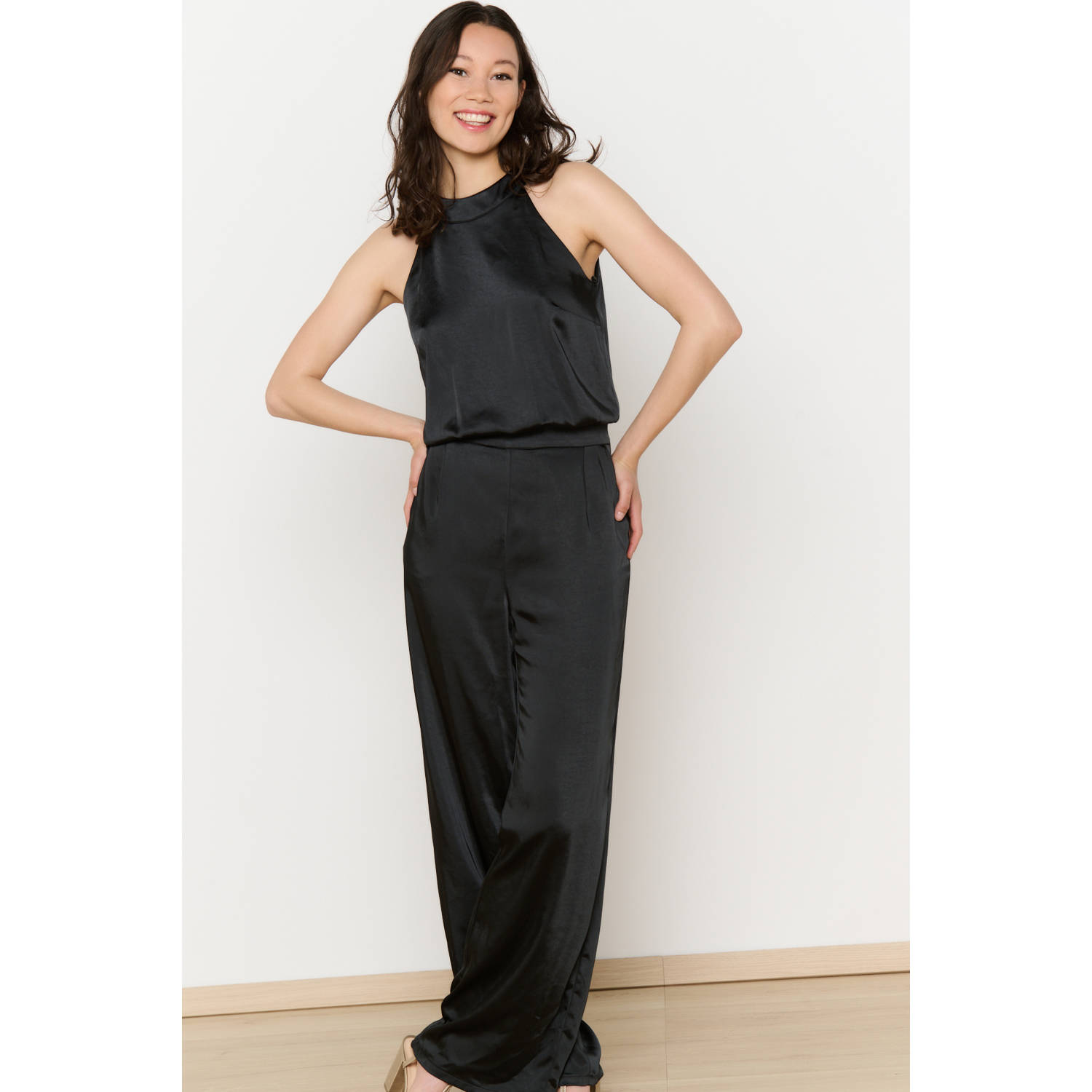 LOLALIZA Romy Monteiro x Wehkamp wide leg jumpsuit zwart