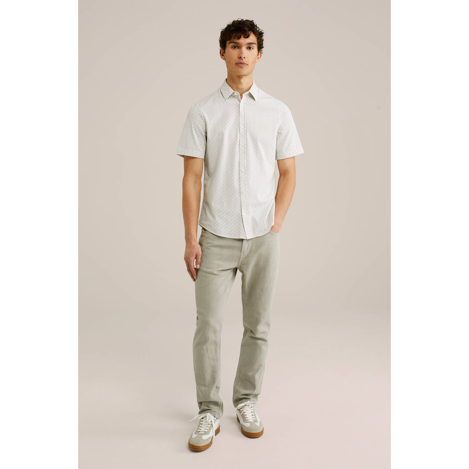 WE Fashion casual overhemd lichtgrijs