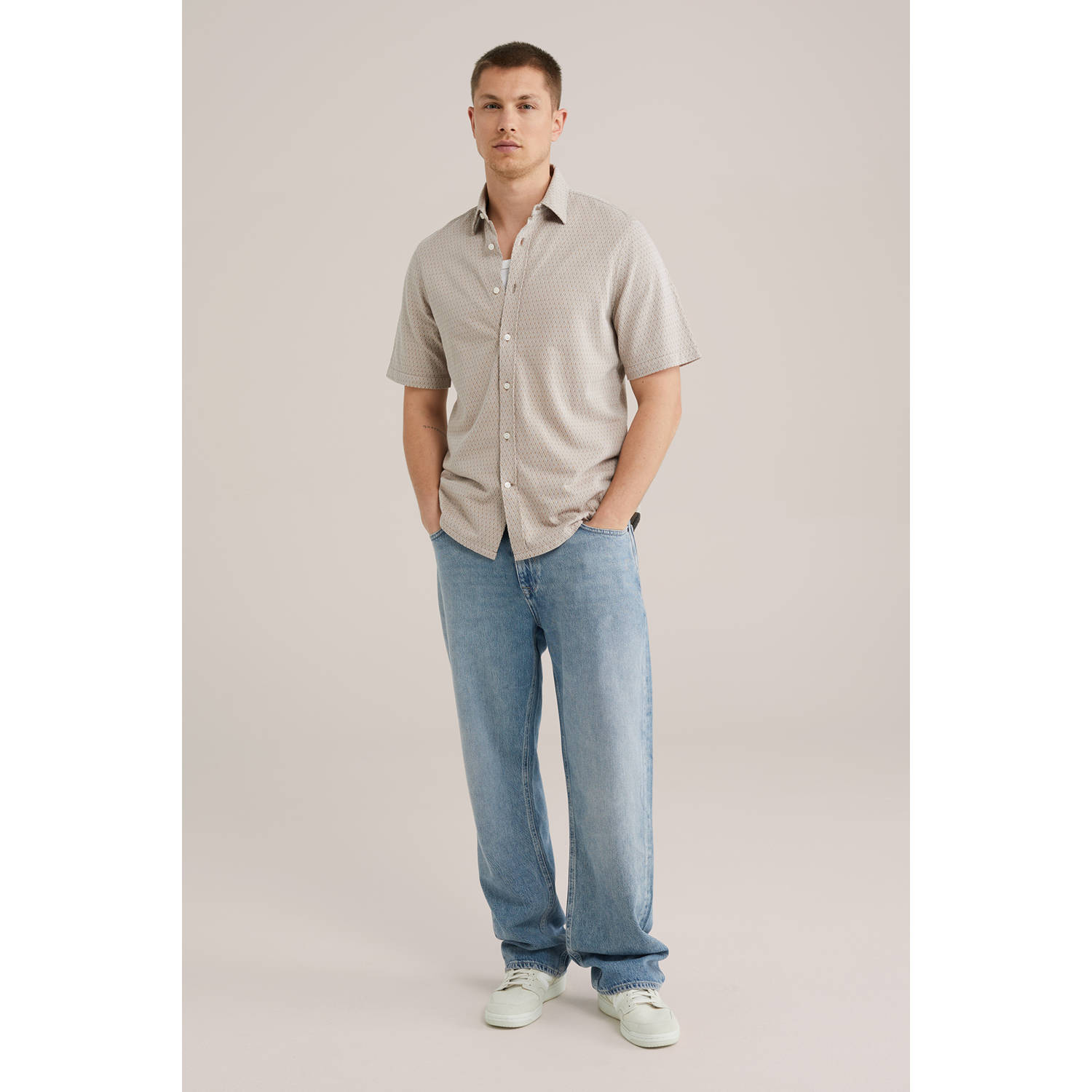 WE Fashion casual overhemd beige