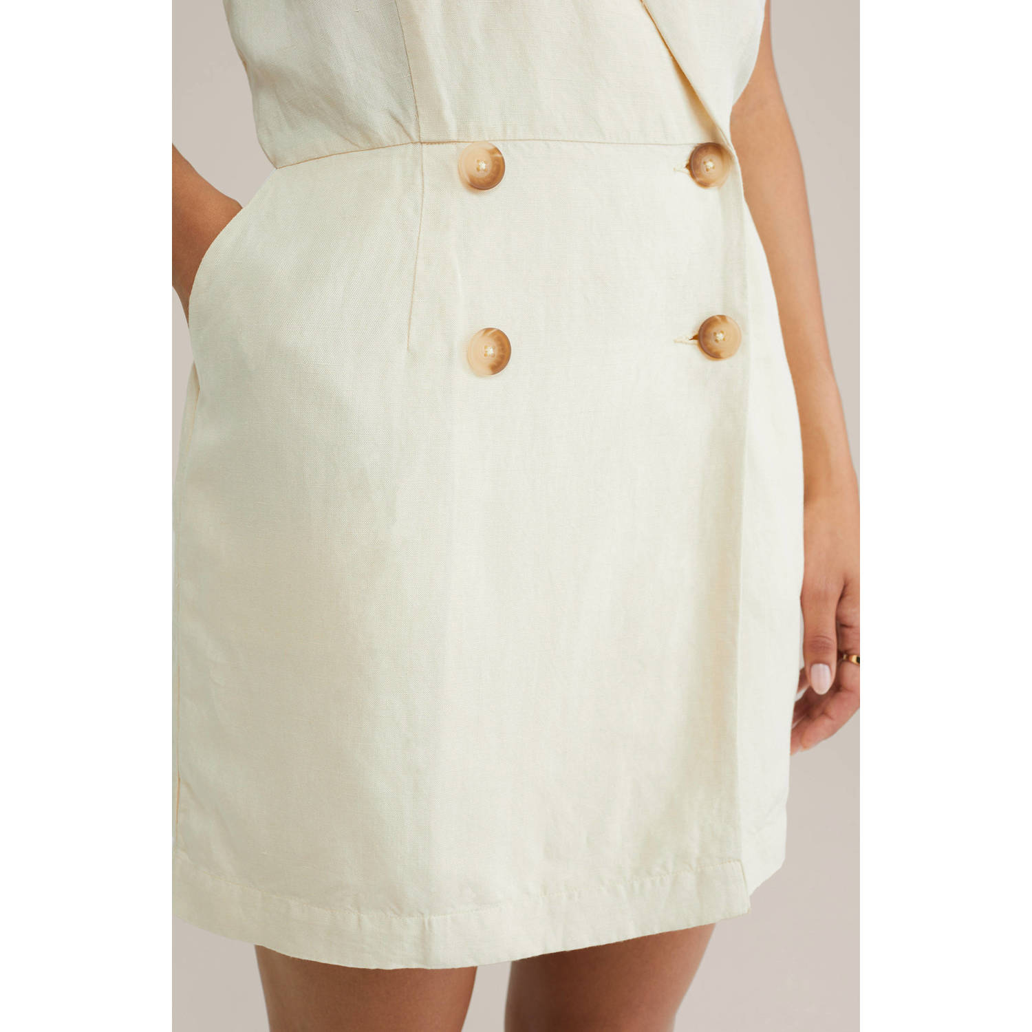 WE Fashion linnen ecru straight playsuit