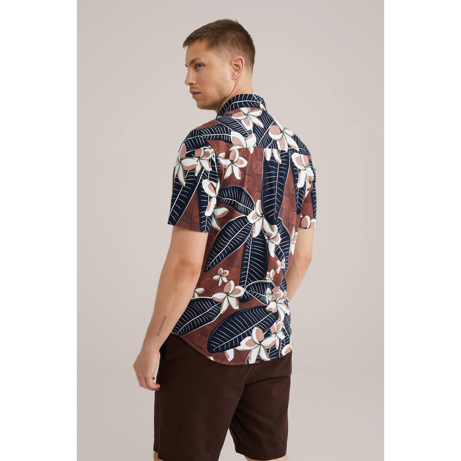 WE Fashion casual overhemd roodbruin