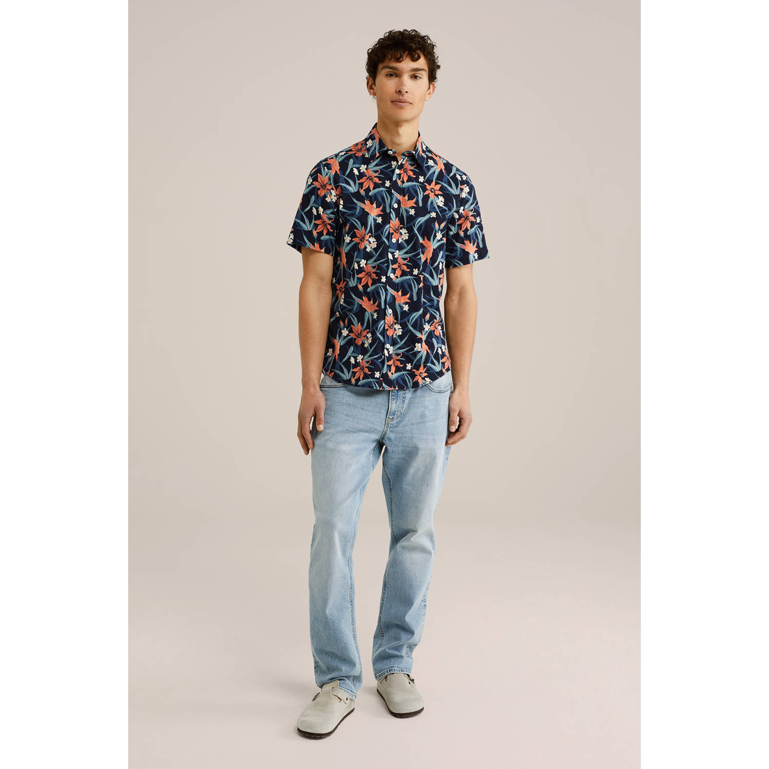 WE Fashion casual overhemd donkerblauw