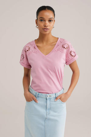 top roze broderie