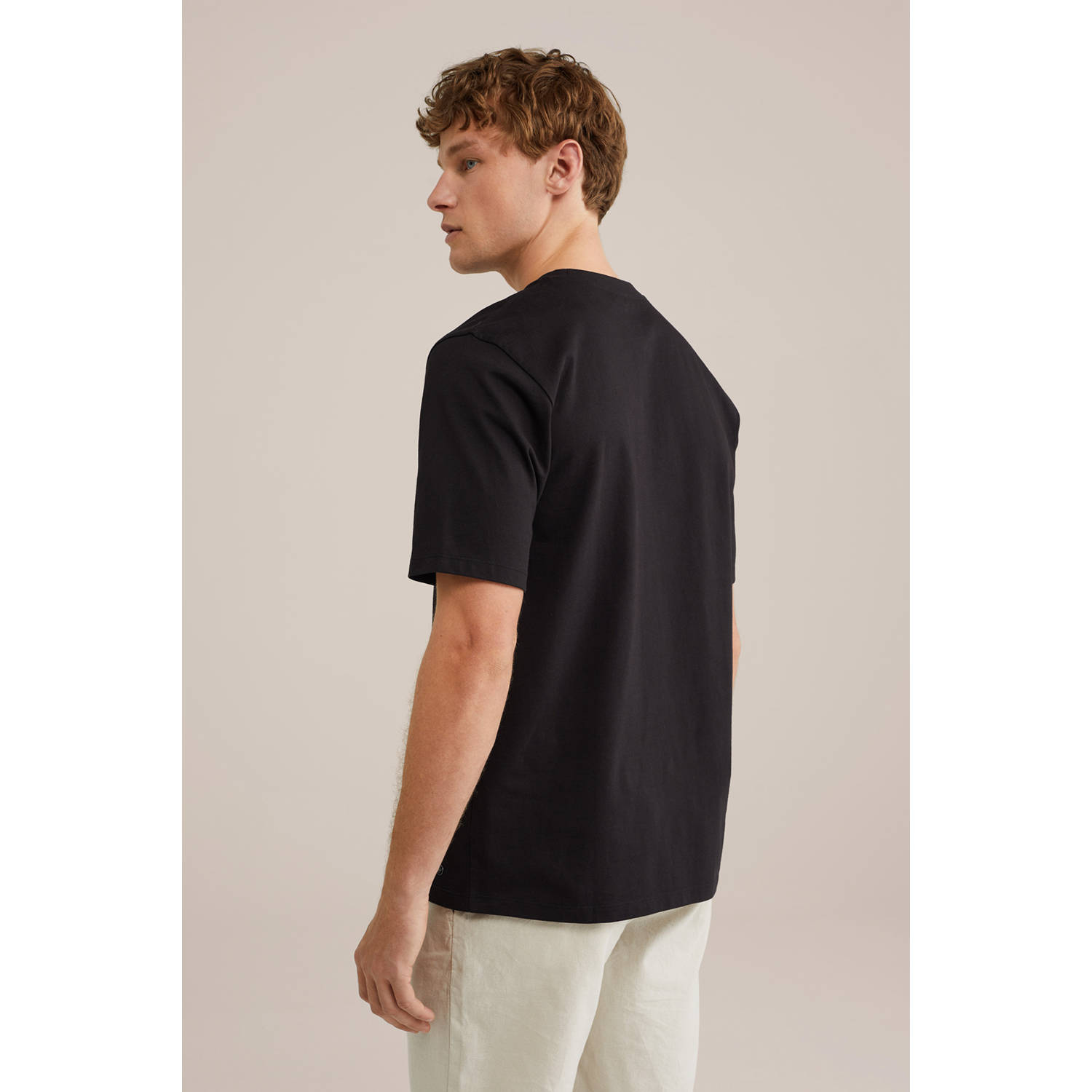 WE Fashion relaxed heavyweight T-shirt zwart