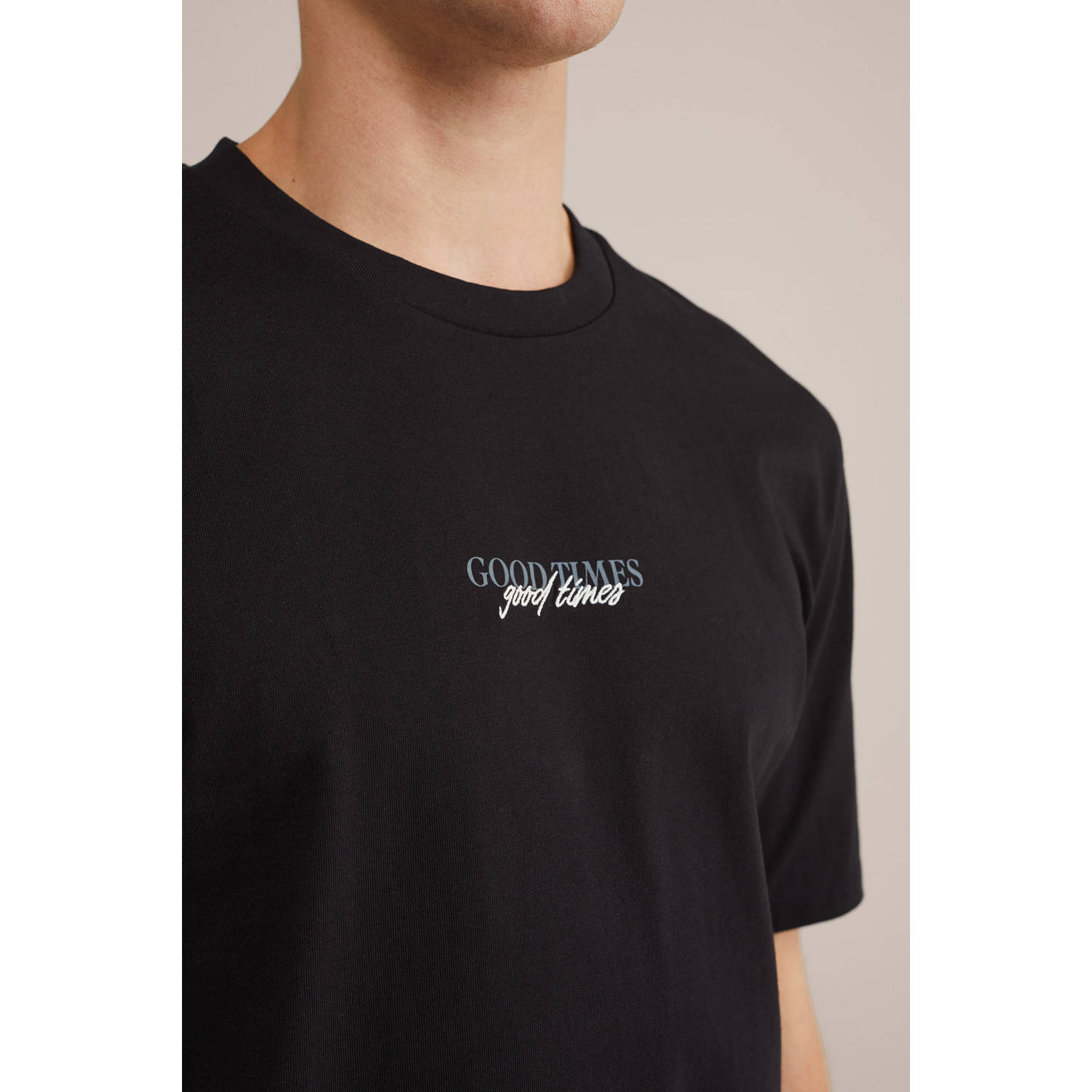 WE Fashion relaxed heavyweight T-shirt zwart