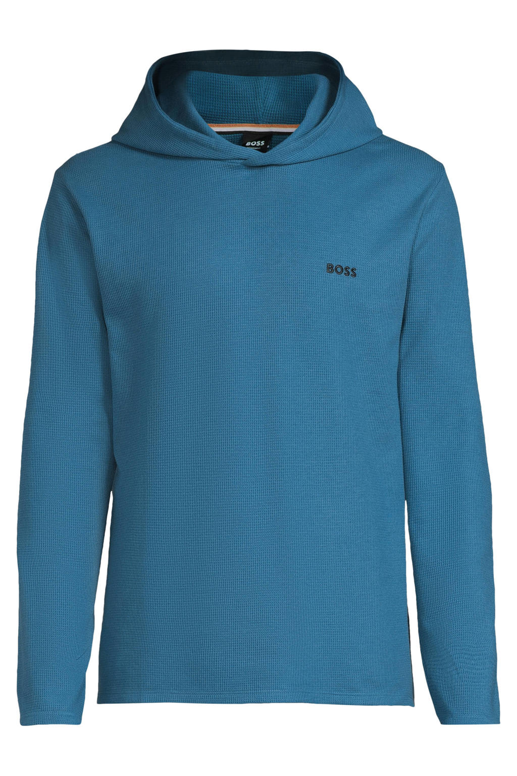 BOSS loungetop met capuchon en wafelstructuur blauw