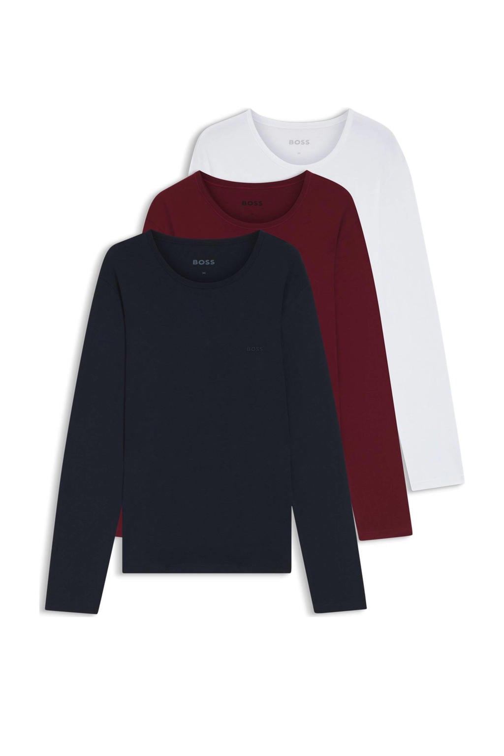 BOSS ondershirt (set van 3) donkerblauw/rood/wit