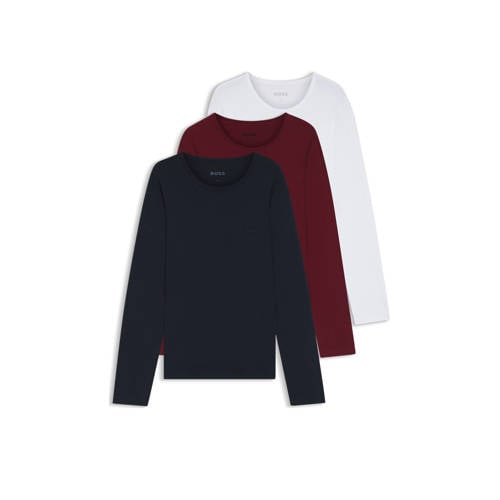 BOSS ondershirt (set van 3) donkerblauw/rood/wit afbeelding