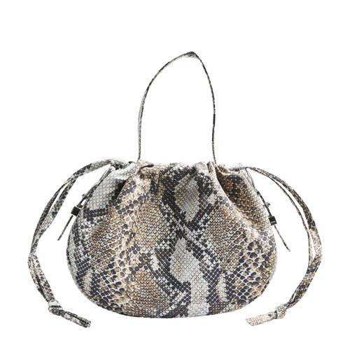 PIECES crossbody tas PCBALLOON met slangenprint beige afbeelding