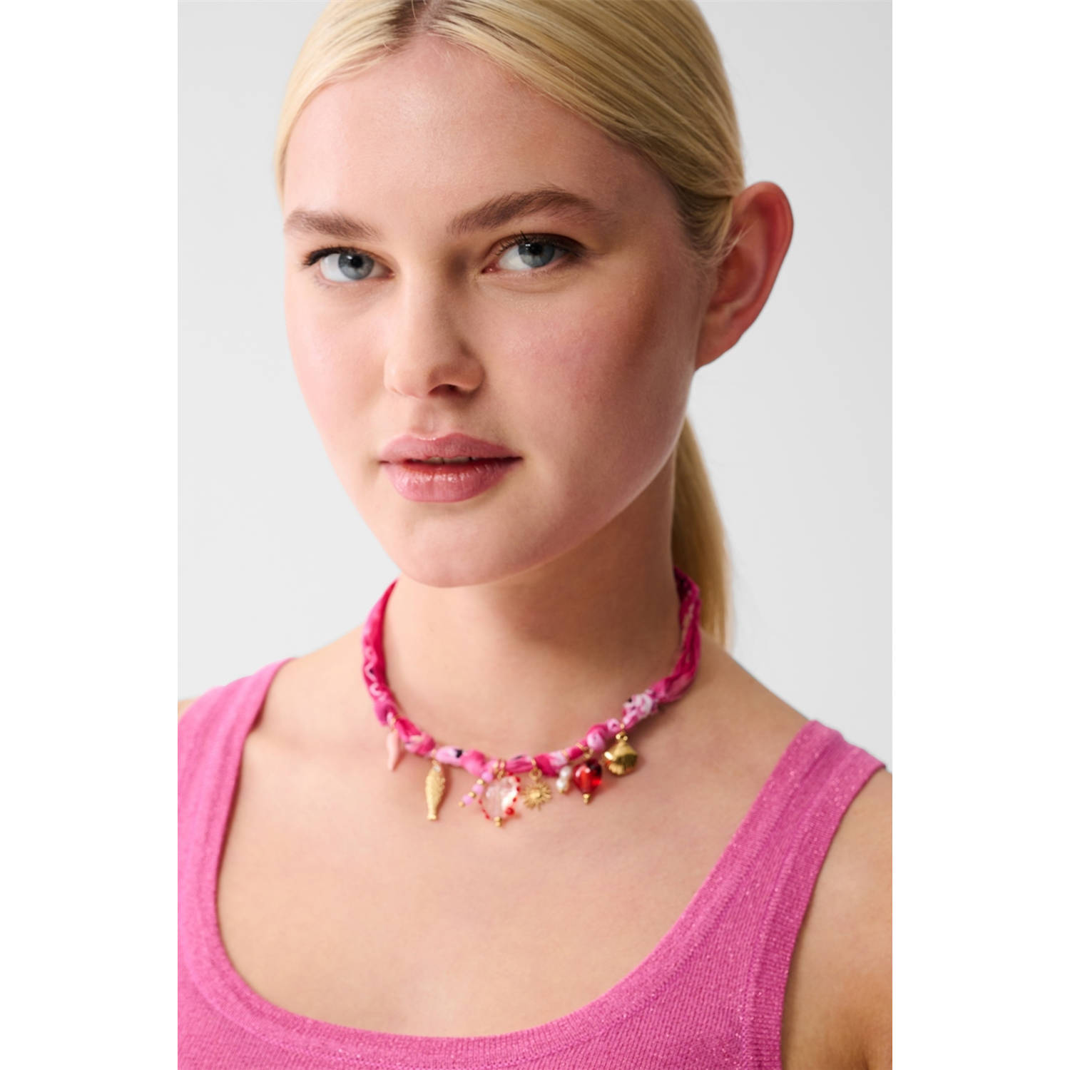 Shoeby glitter top roze met lurex