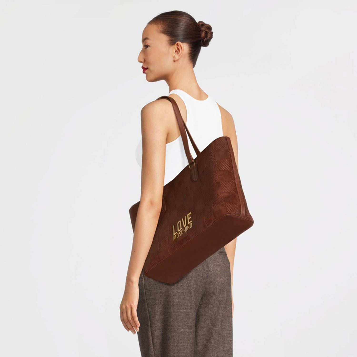 Love Moschino shopper Patchy bruin