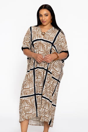 rechtvallend vest met print, Plus Size - ecru