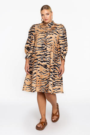 linnen A-lijn jurk beige