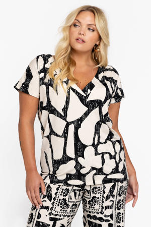oversized gebloemd T-shirt Plus Size - beige