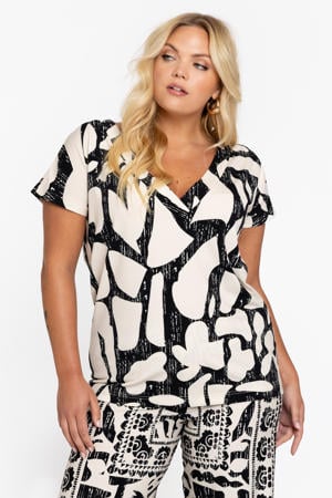 oversized gebloemd T-shirt Plus Size - beige