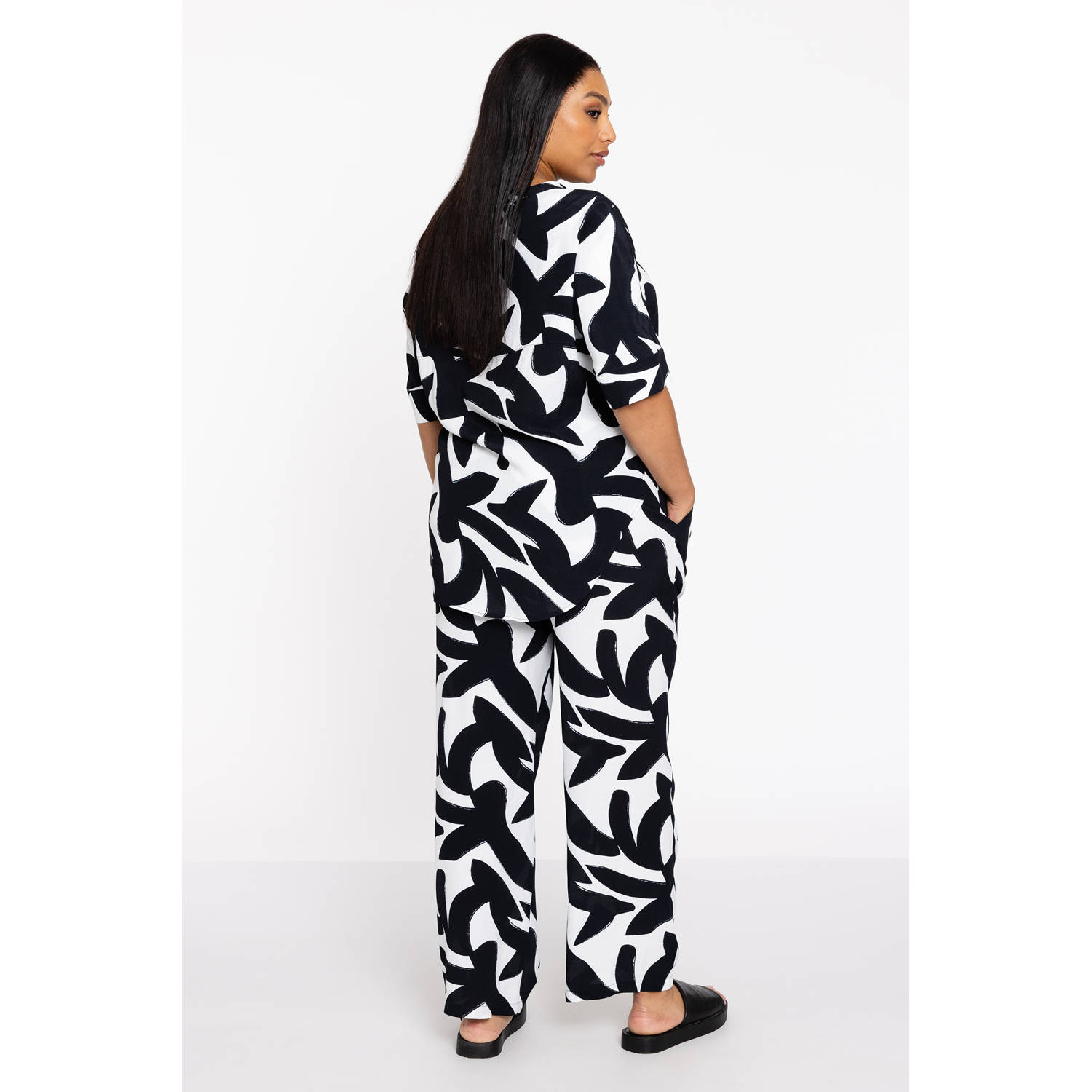 YOEK straight regular waist casual broek zwart