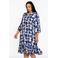 YOEK gebloemde jurk Plus Size met linnen - blauw