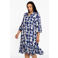 YOEK gebloemde jurk Plus Size met linnen - blauw