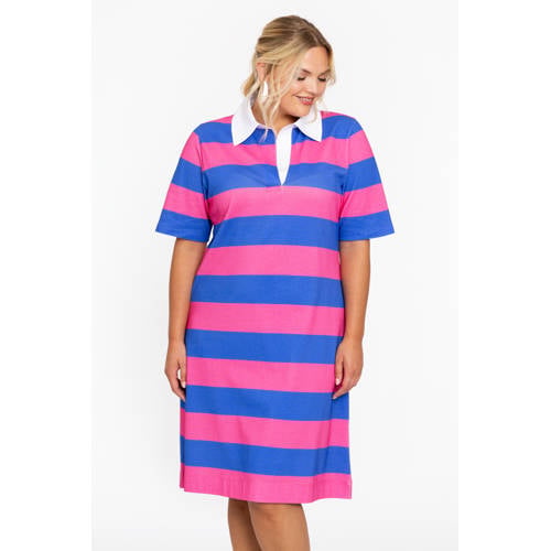 YOEK jurk met polokraag roze/blauw afbeelding