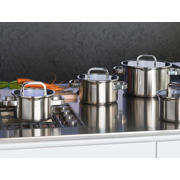 thumbnail: Sola  Pannenset Juvia 4-Delig RVS - Downdraft geschikt - Kookpan ø 16, 18, 20 cm & Steelpan ø 16 cm - geschikt voor alle warmtebronnen