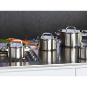 thumbnail: Sola  Pannenset Juvia 4-Delig RVS - Downdraft geschikt - Kookpan ø 16, 18, 20 cm & Steelpan ø 16 cm - geschikt voor alle warmtebronnen