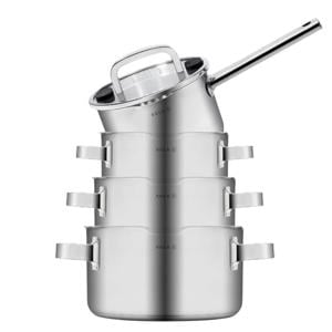 Pannenset Juvia 4-Delig RVS - Downdraft geschikt - Kookpan ø 16, 18, 20 cm & Steelpan ø 16 cm - geschikt voor alle warmtebronnen