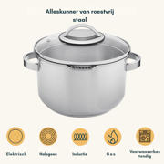 thumbnail: Sola  Pannenset Pearl 4-Delig RVS - Downdraft geschikt - Kookpan ø 16, 18, 20 cm & Steelpan ø 16 cm - geschikt voor alle warmtebronnen