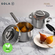 thumbnail: Sola  Pannenset Pearl 4-Delig RVS - Downdraft geschikt - Kookpan ø 16, 18, 20 cm & Steelpan ø 16 cm - geschikt voor alle warmtebronnen