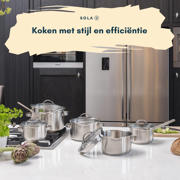thumbnail: Sola  Pannenset Pearl 4-Delig RVS - Downdraft geschikt - Kookpan ø 16, 18, 20 cm & Steelpan ø 16 cm - geschikt voor alle warmtebronnen