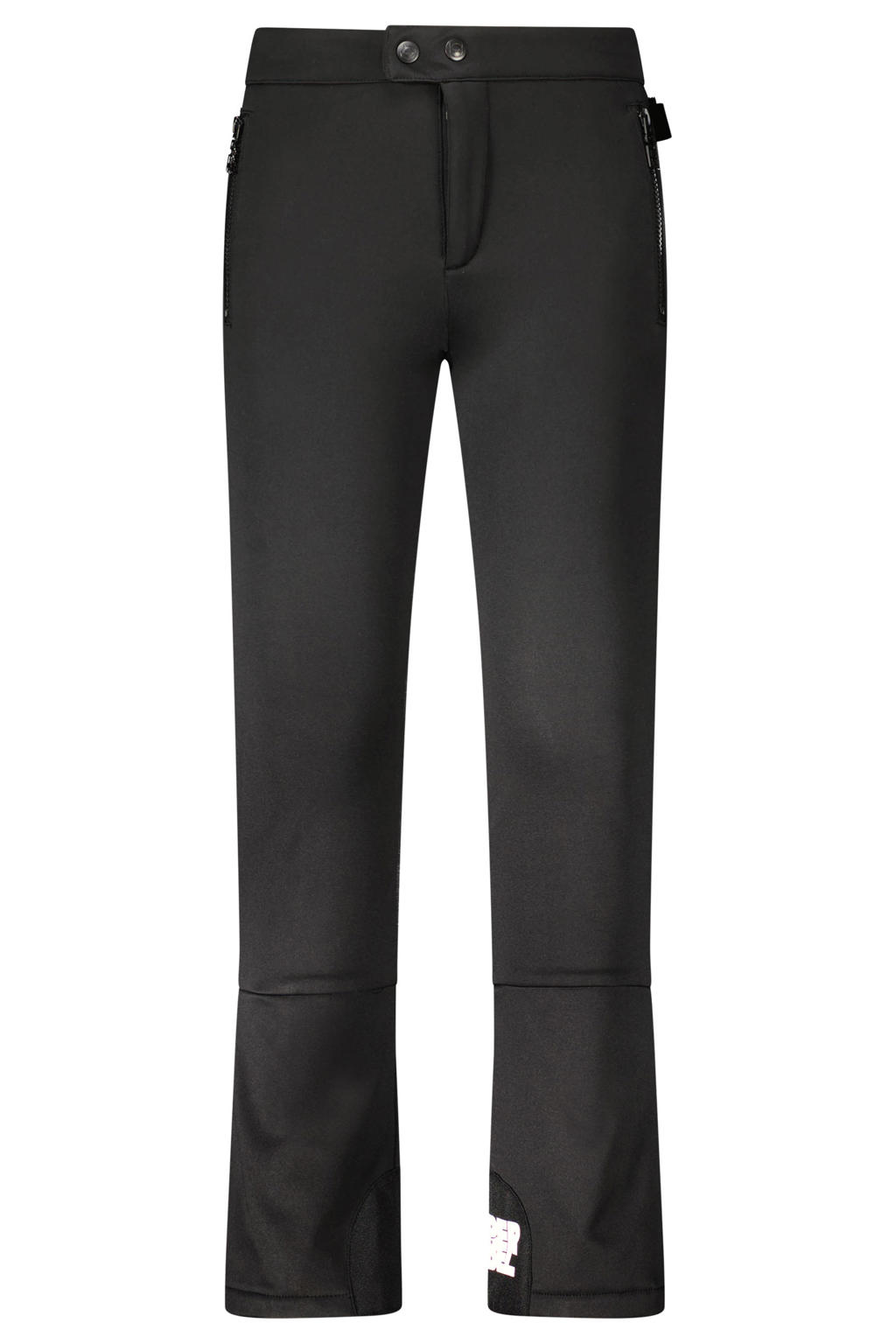 Zwarte meisjes SuperRebel ski-broek SPEAK van polyester met slim fit, rits- en drukknoopsluiting en effen