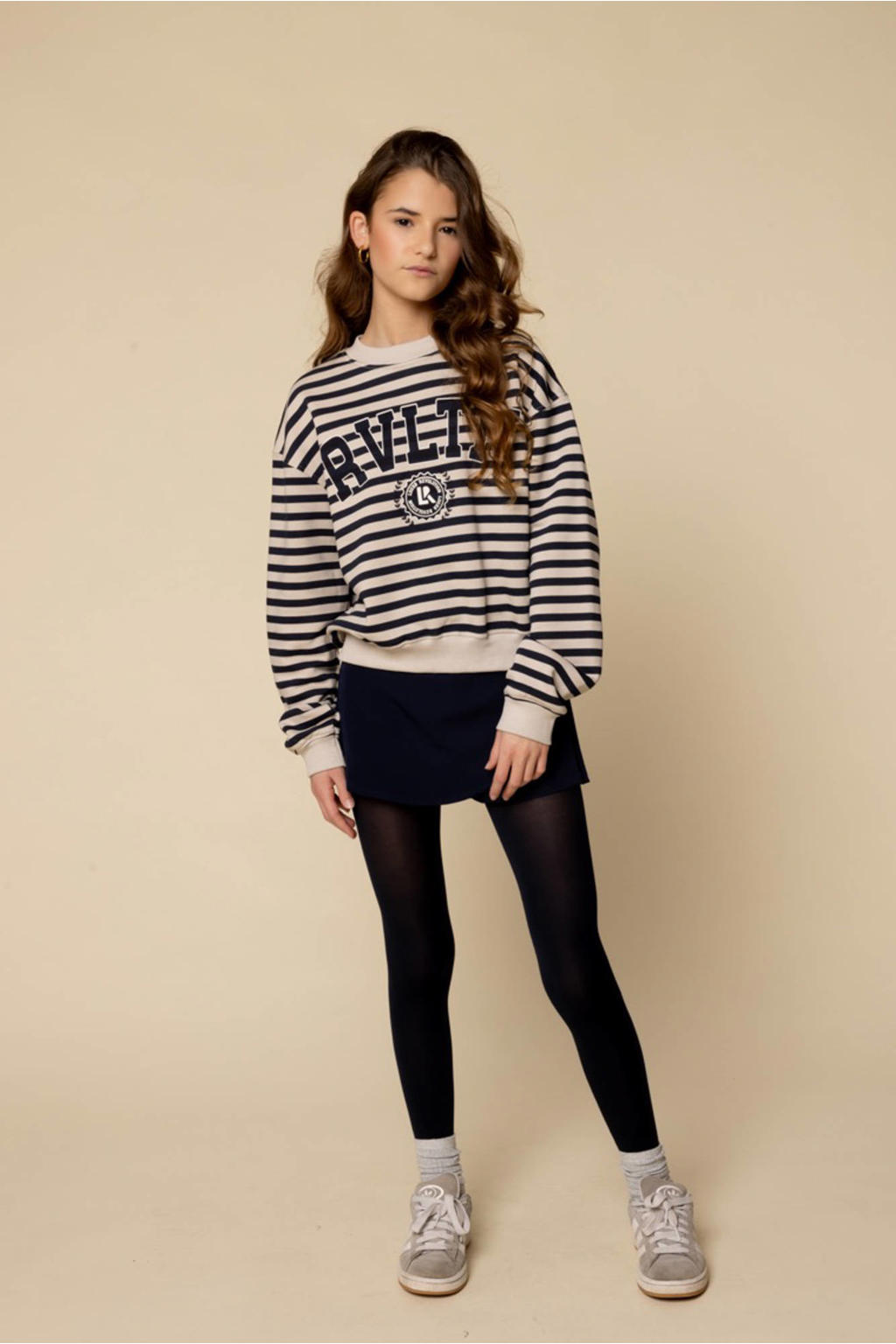 Ecru meisjes LOOXS 10sixteen sweater van katoen met lange mouwen en ronde hals