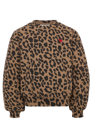 sweater met panterprint bruin
